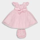 Infants' Soft Pink Layered Floral Party Frock with Headband, Light Pink, small image number null
