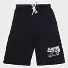 Boys' Navy Blue Regular Fit Graphic Print Jamaican Shorts, नेवी ब्लू, small