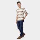 Men's Brown Round Neck Casual T-Shirt, Brown, small