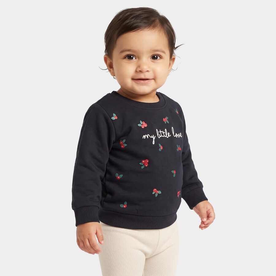 Infants' Navy Blue Crew Neck Pullover Sweatshirt, Navy Blue, large
