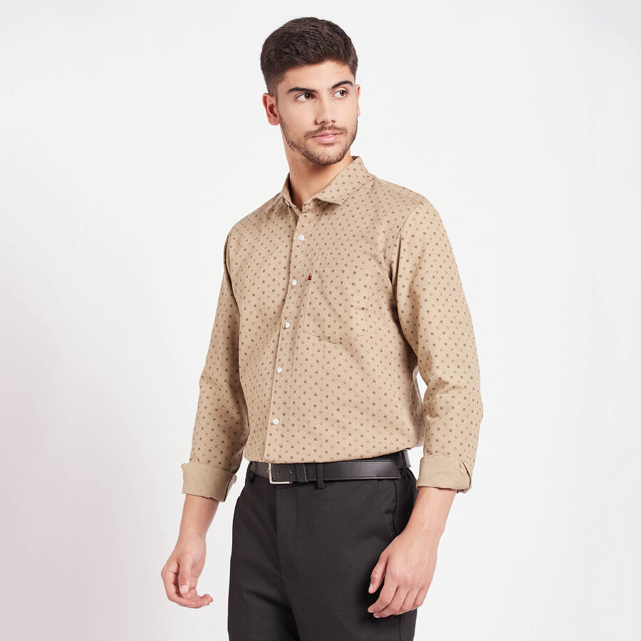 Printed Casual Shirt, Beige, large image number null