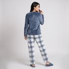 Women's Blue Straight Fit Checked Pyjama, Mid Blue, small