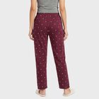 Women's Wine Straight Fit Heart Printed Pyjama, वाइन, small