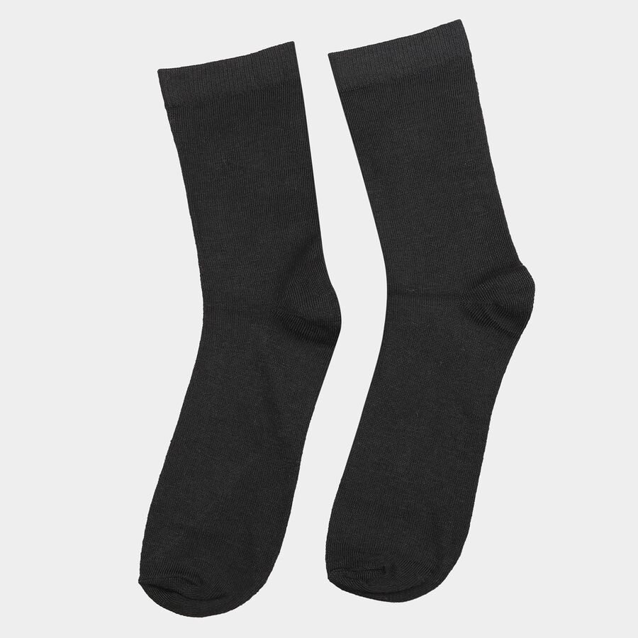 Motif and Stripe Crew Length Socks, Black, large image number null