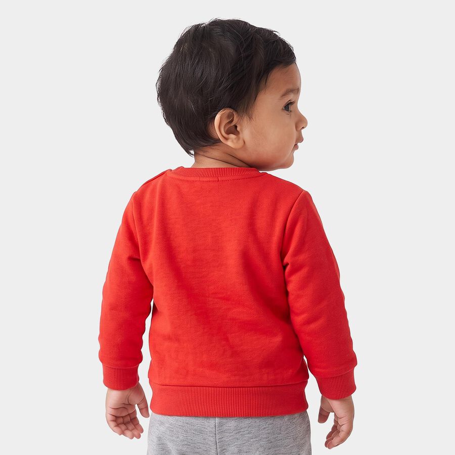 Infants Red Crew Neck Pullover Sweatshirt, Red, large
