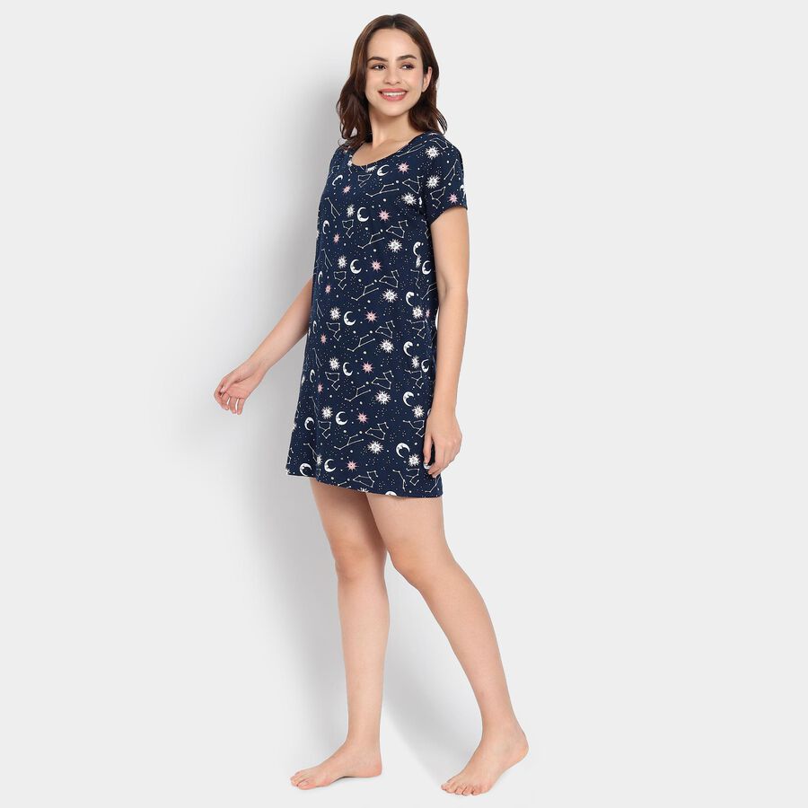 Ladies' 100% Cotton Nighty, नेवी ब्लू, large image number null