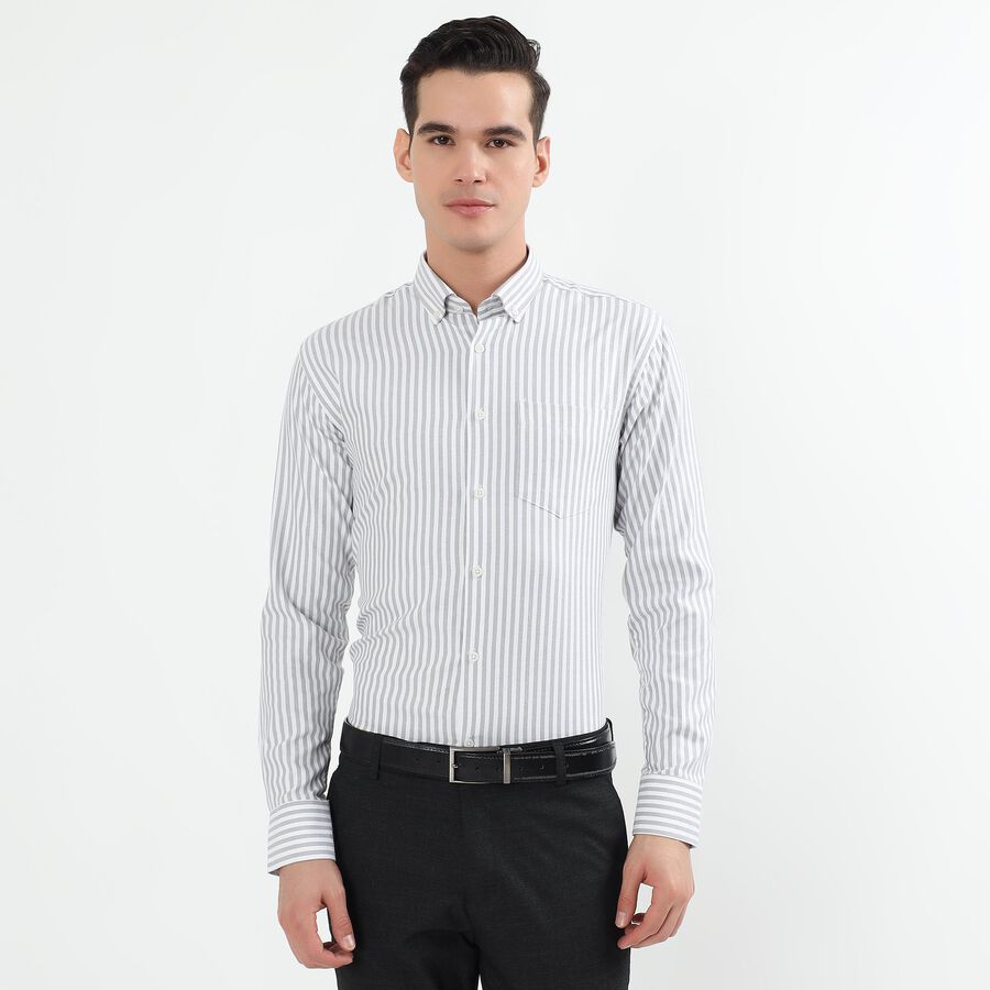 Men's Light Grey Button Down Classic Formal Shirt, हल्का ग्रे, large image number null