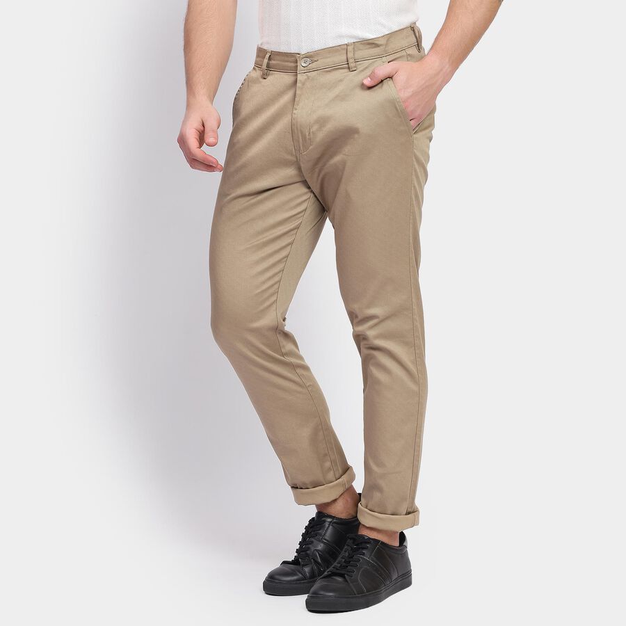 Men's Slim Fit Casual Trousers, गहरा पीला, large image number null