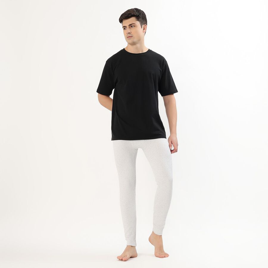 Men's Light Grey Cotton Blend Thermal Lower, Melange Light Grey, large image number null