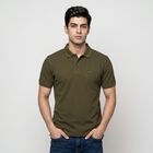 Men's Olive Green Polo Neck Polo T-Shirt, ओलिव, small