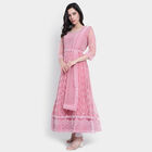 All Over Print 3/4th Sleeves Flared Kurta, Pink, small image number null
