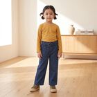 Girls' Navy Blue Straight Fit Belted Jeans, Dark Blue, small
