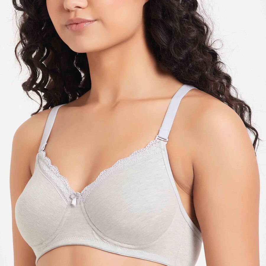 Solid Padded Bra, Melange Light Grey, large image number null