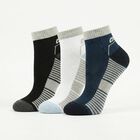 Men's White Regular Fit Striped Pack of 3 Socks, गहरा नीला, small