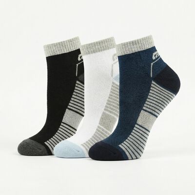 Men's White Regular Fit Striped Pack of 3 Socks