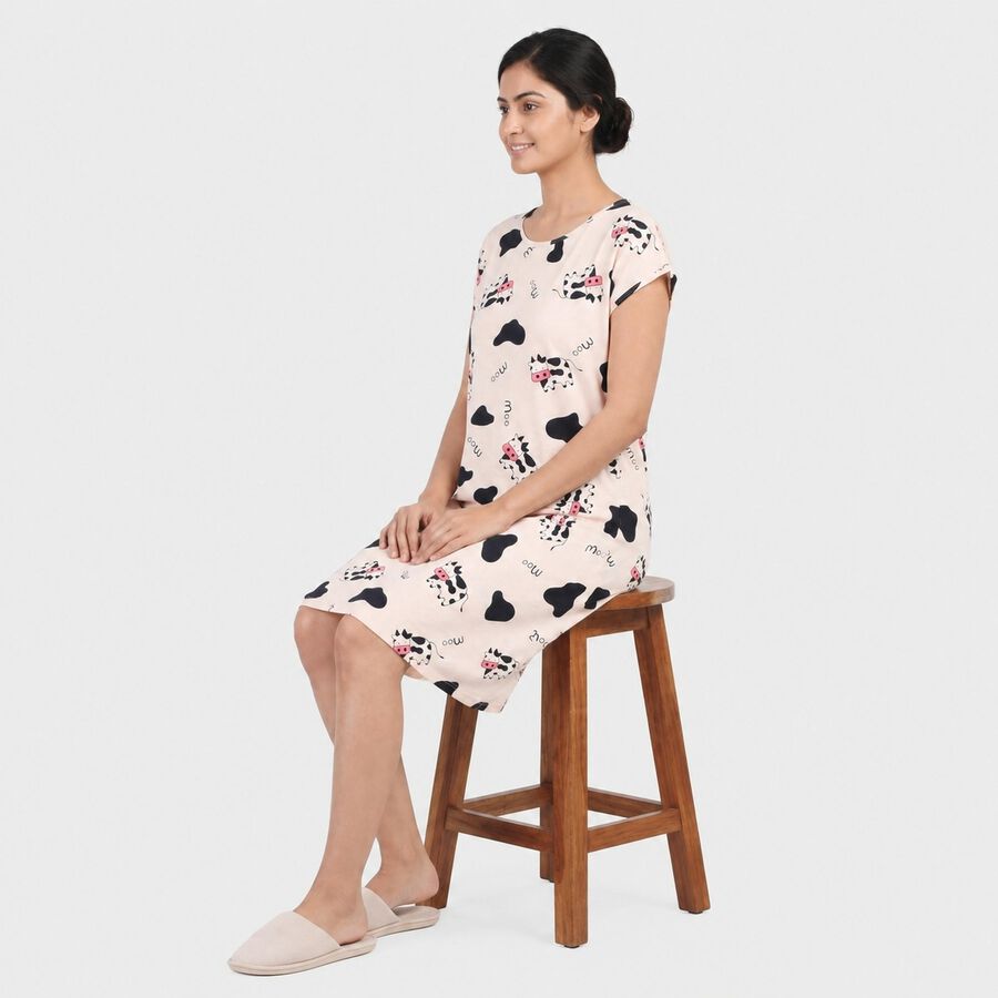 Women's Pink Nighty, हल्का गुलाबी, large