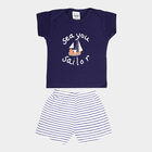 Infants Solid Baba Suit, Navy Blue, small image number null
