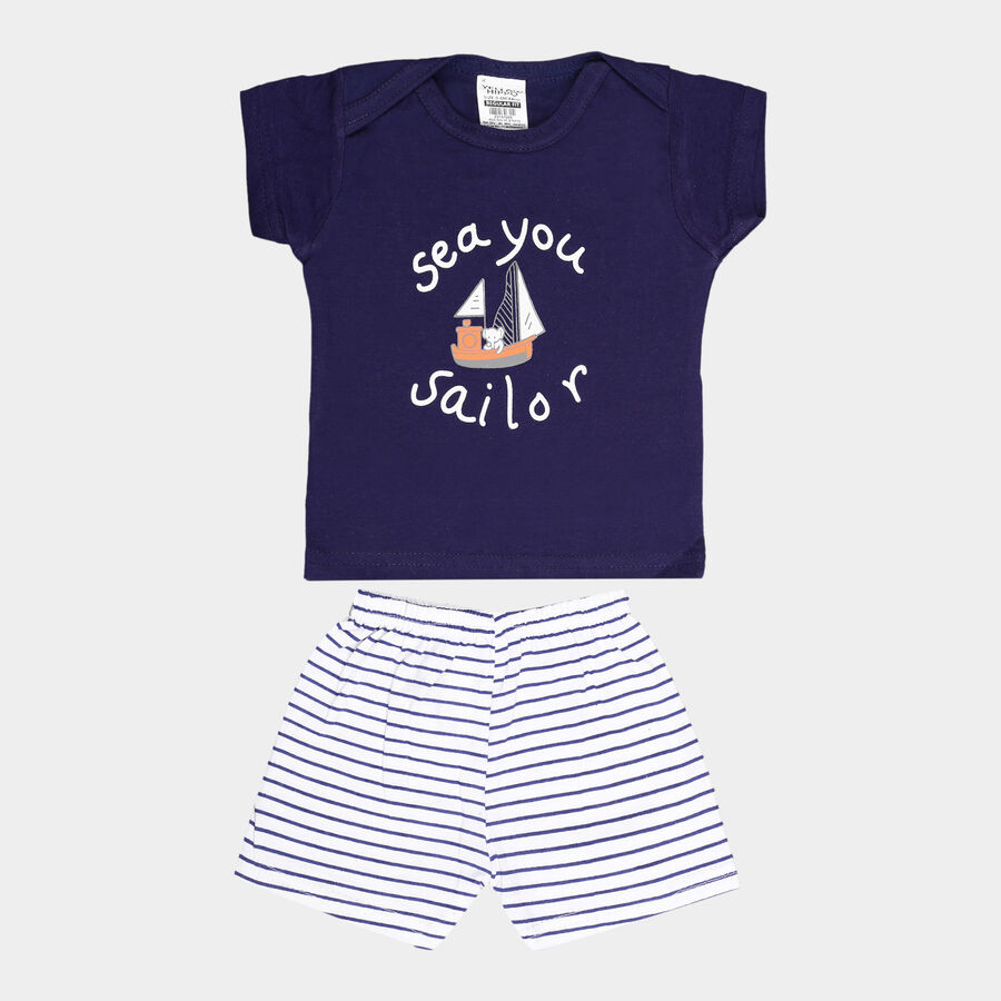 Infants Solid Baba Suit, Navy Blue, large image number null