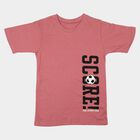 Boys Pink Cotton Blend Round Neck Regular Boys T-Shirt, Pink, small
