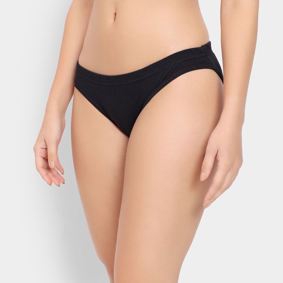 Ladies' 100% Cotton Panty , Black, large image number null