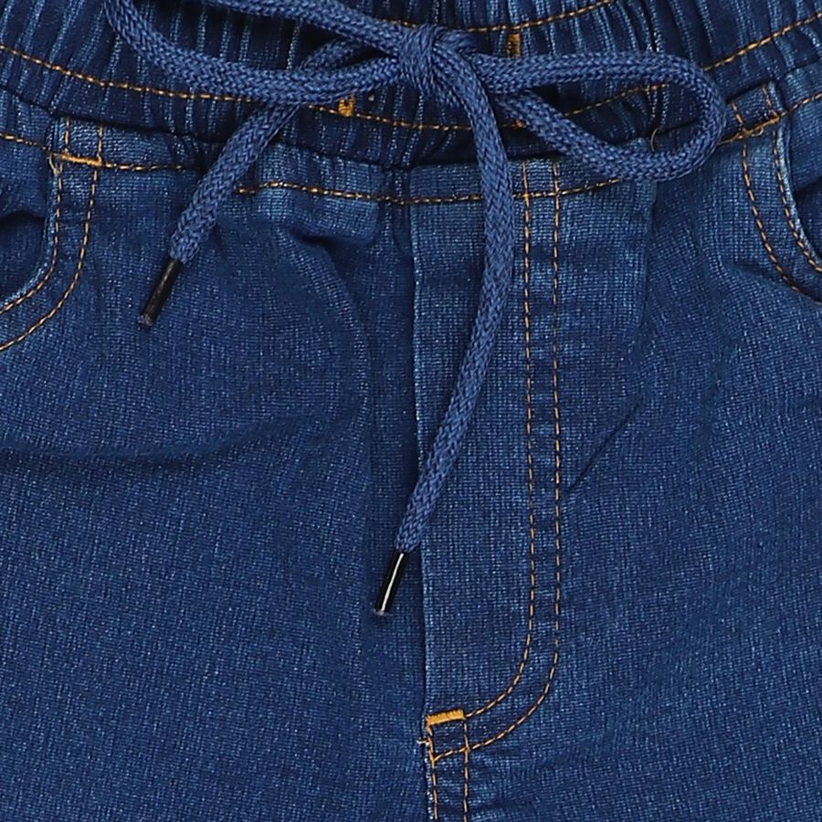 Boys Blue Regular Fit Cotton Blend Jeans, गहरा नीला, large