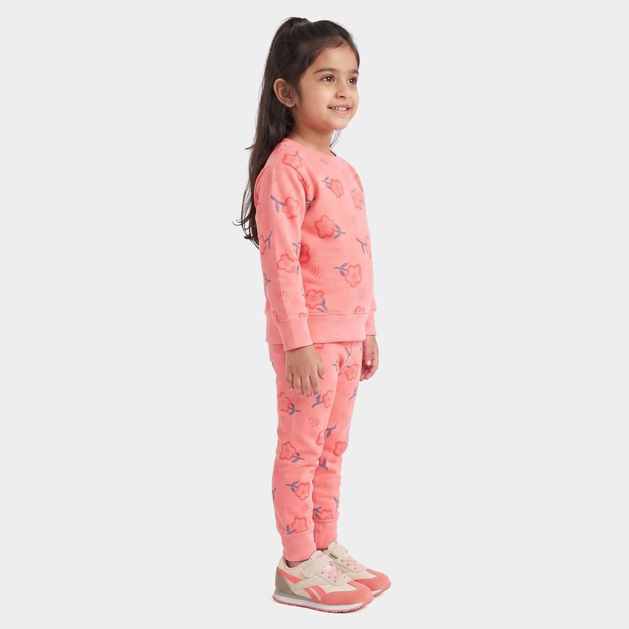 Girls Coral Round Neck Lounge Hipster Set, Coral, large