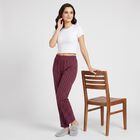 Women's Wine Straight Fit Striped Lounge Pyjama, Wine, small