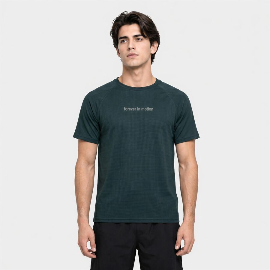 Men's Green Crew Neck Drifit T-Shirt, Dark Green, large