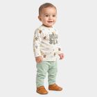 Infants' Mint Green 100% Cotton Round Neck Graphic Print Baba Suit, Light Green, small