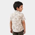 Boys' Beige Cotton Spread Collar Shirt, गहरा पीला, small