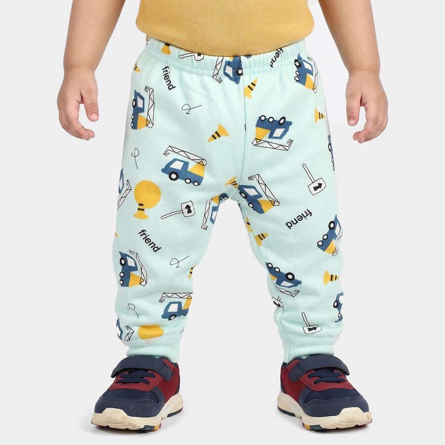 Infants' Mint Green Jogger Fit Cartoon Printed Pyjama, हल्का हरा, large