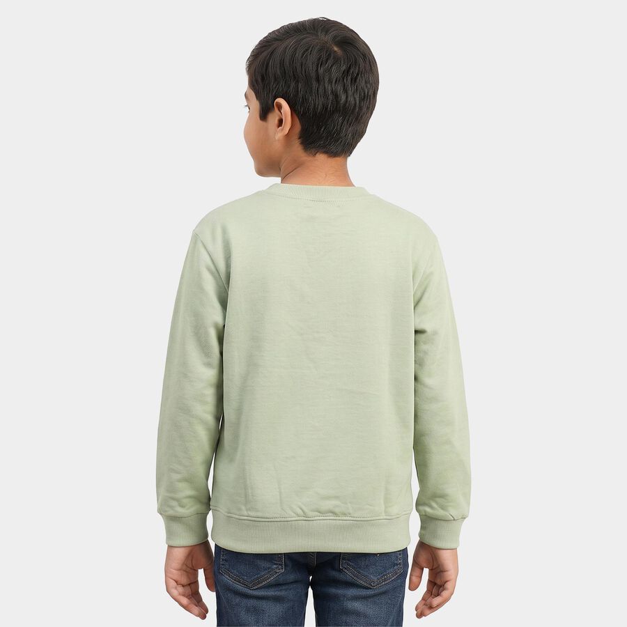 Boys' Mint Green Crew Neck Graphic Sweatshirt, Light Green, large
