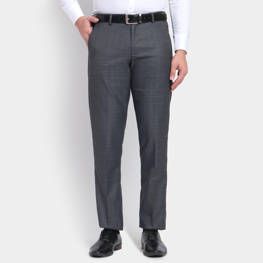 Men's Slim Fit Formal Trousers , मिश्रित मध्यम ग्रे, large