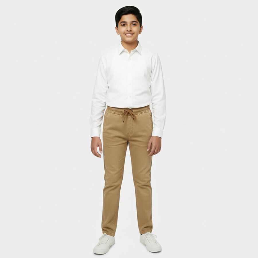 Boys' Light Beige Regular Fit Washed Jeans, Beige, large