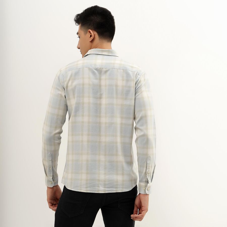 Men's Light Grey Cotton Regular Collar Casual Shirt, Light Grey, large image number null
