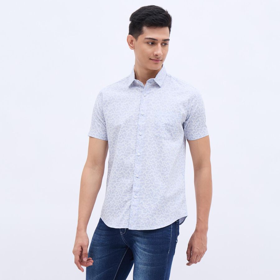 Men's Light Blue Cotton Regular Collar Casual Shirt, Light Blue, large image number null