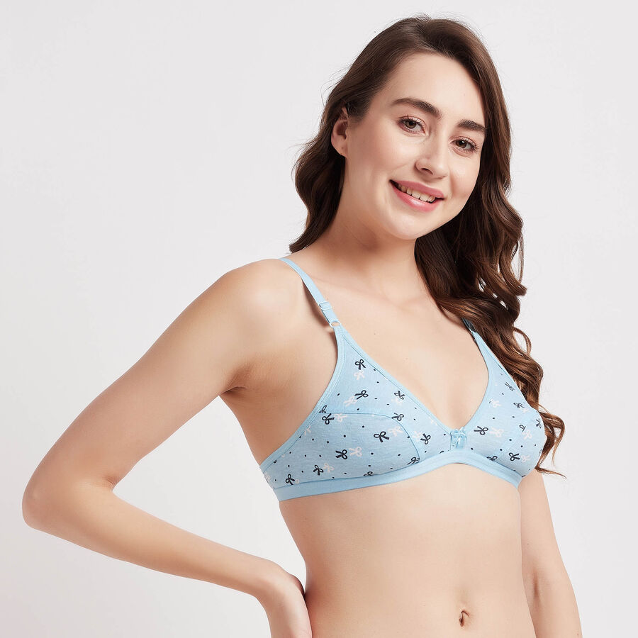 Printed Non-Padded Bra, Light Blue, large image number null