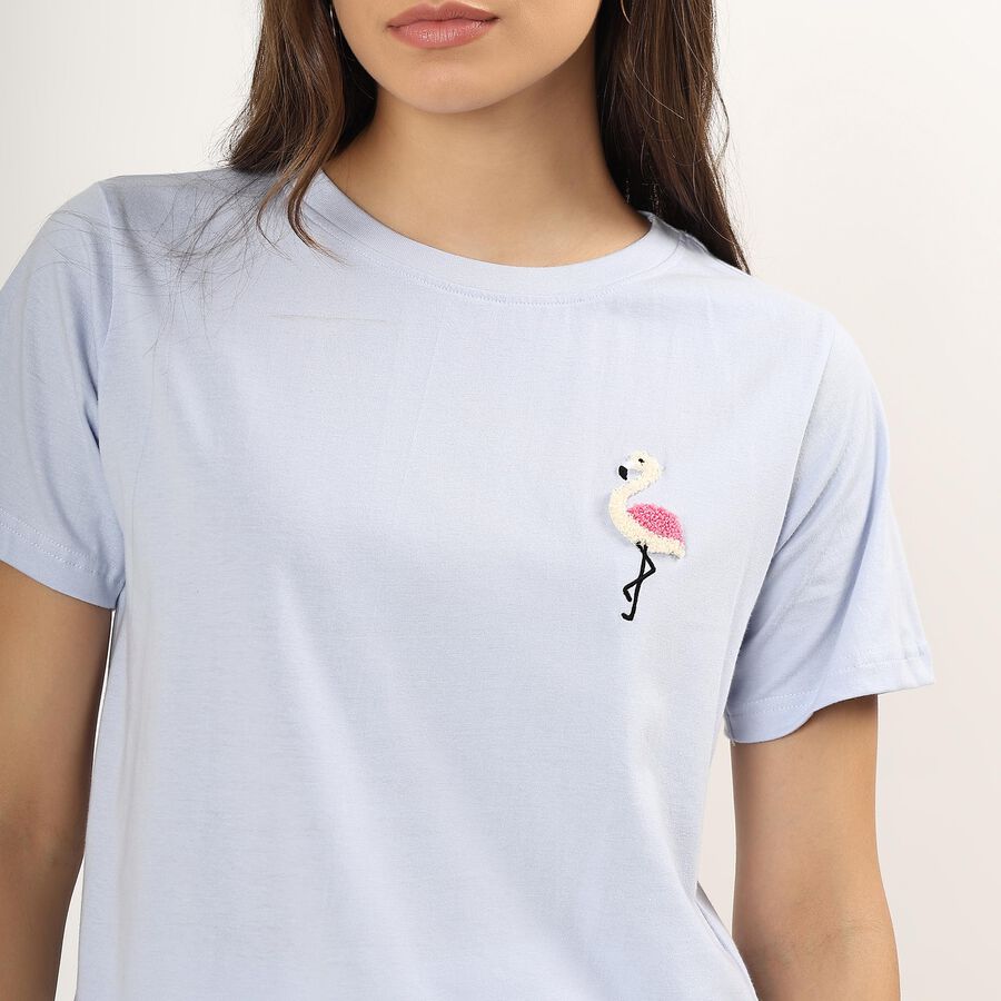 Ladies' 100% Cotton Round Neck T-Shirt , Light Blue, large image number null