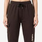 Women's Brown Regular Fit Cargo Track Pants, Brown, small