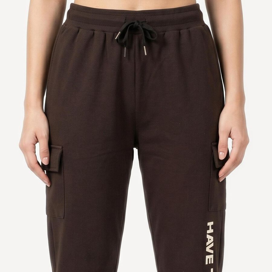 Women's Brown Regular Fit Cargo Track Pants, Brown, large