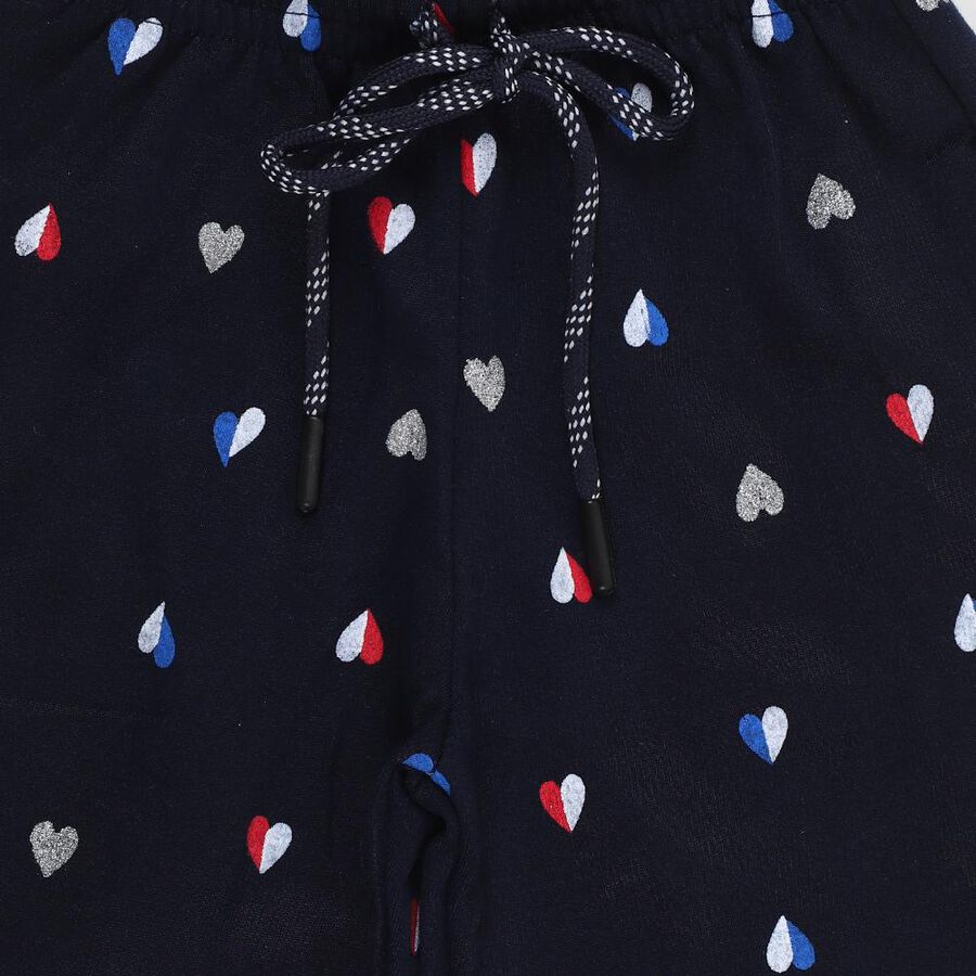 Girls' Navy Blue Heart Printed Elastic Waist Pyjama, नेवी ब्लू, large image number null