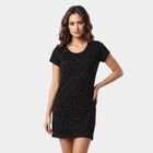 Women's Black Round Neck T-Shirt Style Nighty, काला, small
