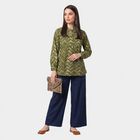 Women's Olive Green Mandarin Collar Geometric Kurti, ओलिव, small