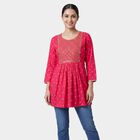 Women's Fuchsia Round Neck Solid Kurti, Fuchsia, small