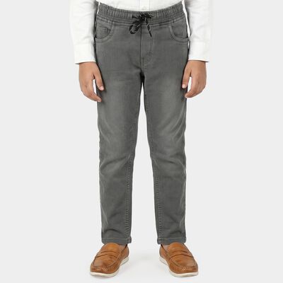 Boys Grey Straight Fit Washed Jeans