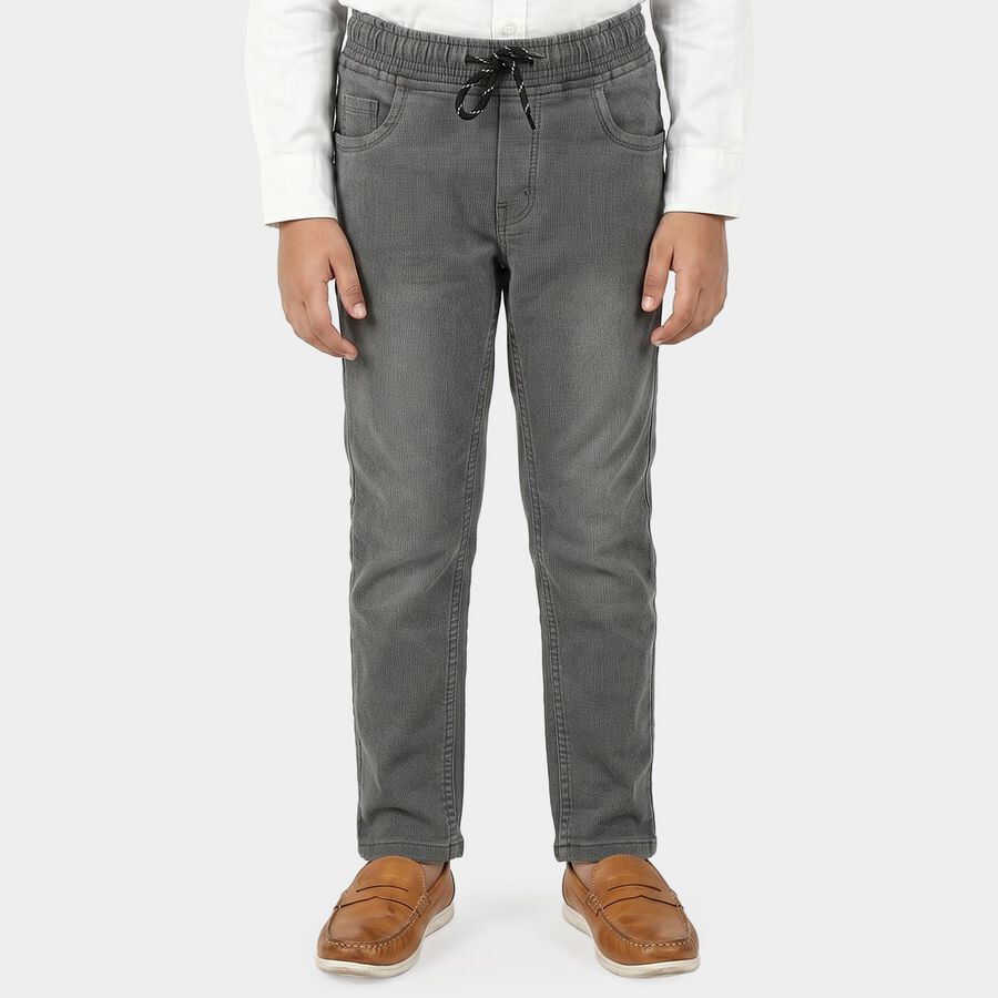 Boys Grey Straight Fit Washed Jeans, Light Grey, large
