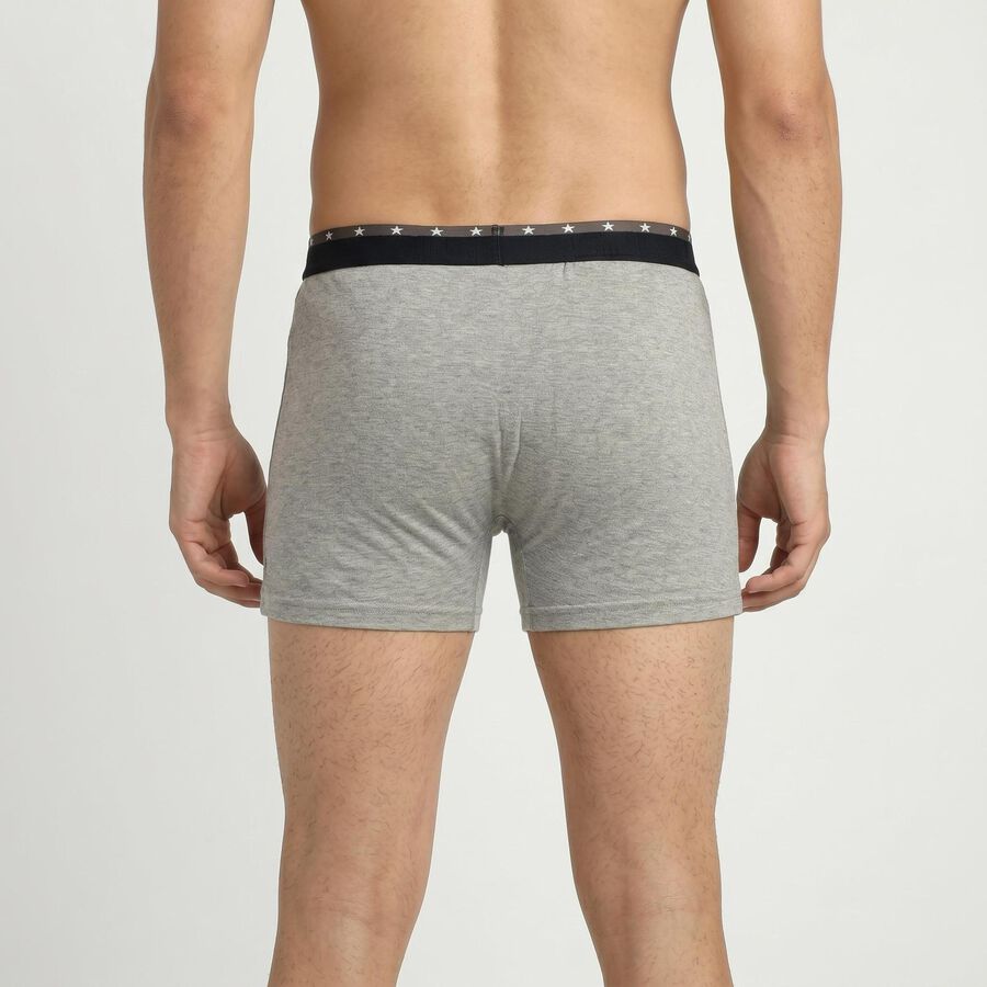 Men's Mid Grey Regular Fit Solid Trunks, मिश्रित मध्यम ग्रे, large