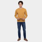 Men's Mustard Crew Neck Pullover Sweatshirt, Mustard, small