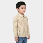 Boys Beige Cotton Checked Regular Fit Shirt, गहरा पीला, small