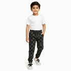 Boys' Black and Grey Checkered Jogger Trousers, काला, small image number null